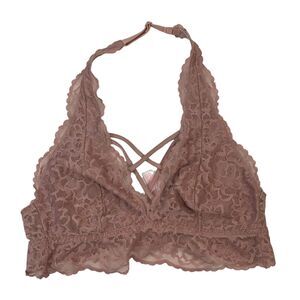 Victoria's Secret PINK Size S Lace Bralette Pink Mauve Strappy Front Bra Women’s